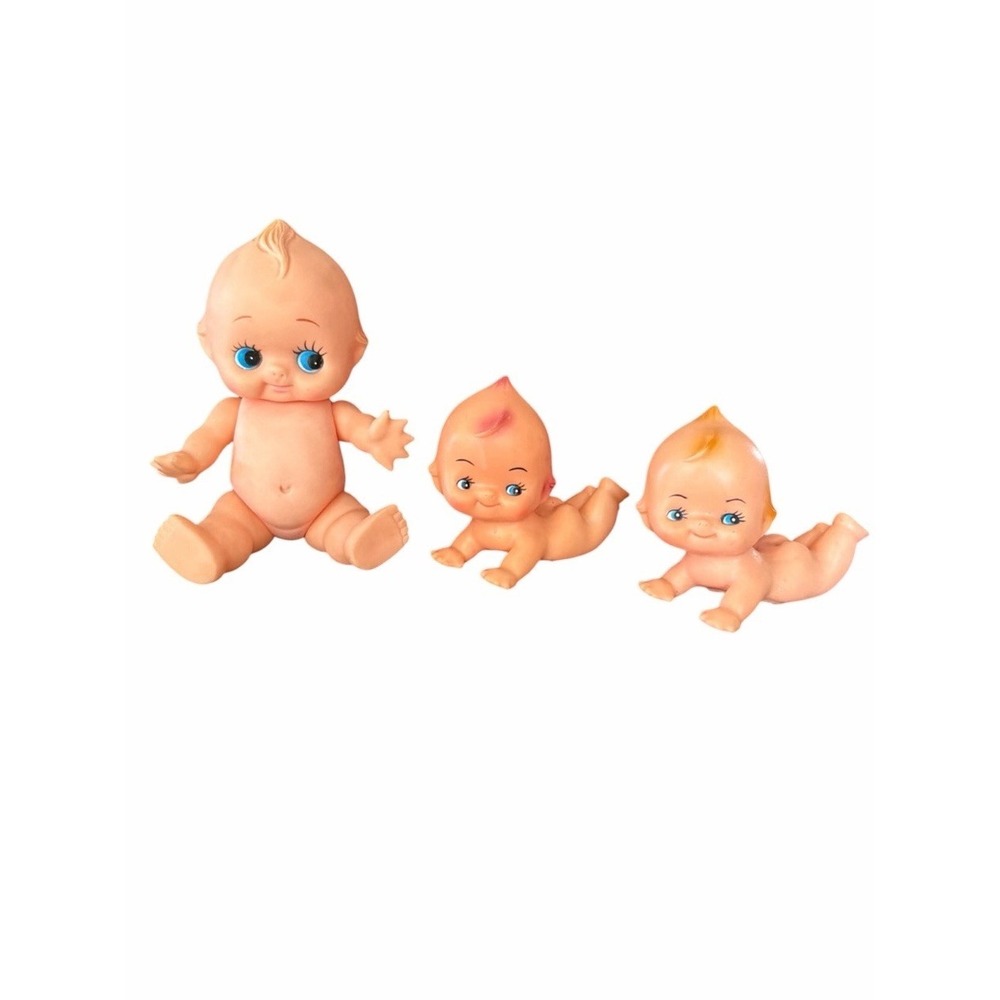 VINTAGE Lot 3 KEWPIE Dolls Vinyl Rubber Various Posable Laying‎ Down Taiwan MCM